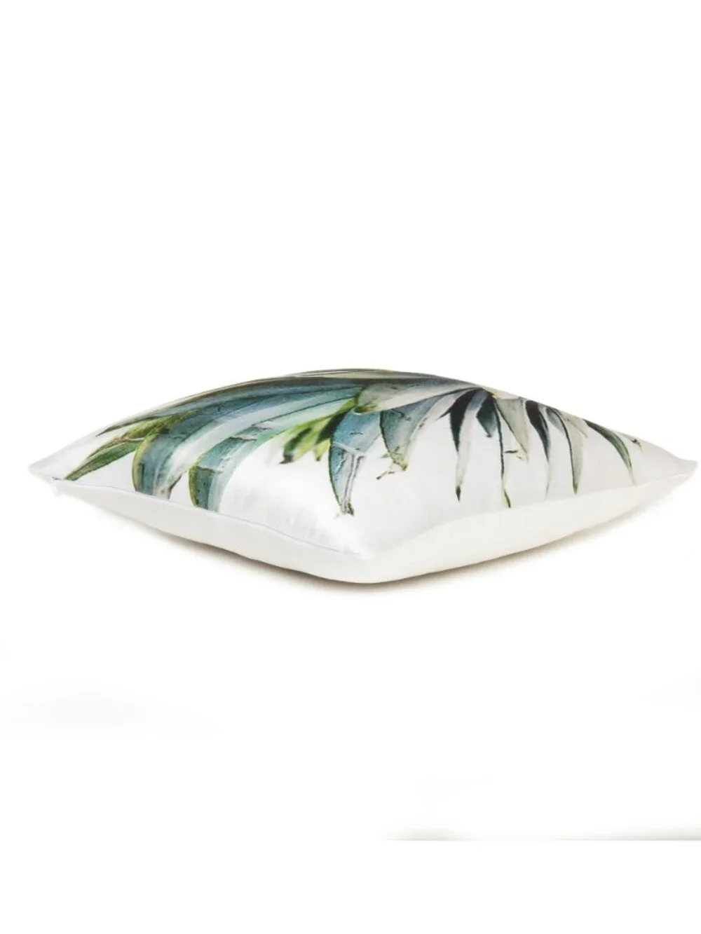 Oussum White Pineapple Leaves Printed Cushion Cover Cotton Pillow Case Set of 2